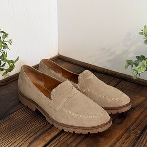 New Lucky Brand Tan Sueded Leather Loafers